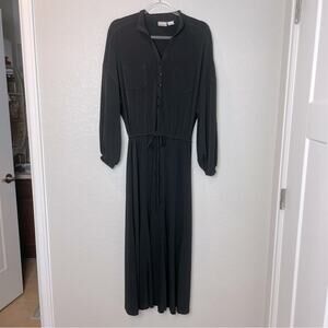 NEWPORT NEWS Vintage Black Button Up Maxi Dress Size S